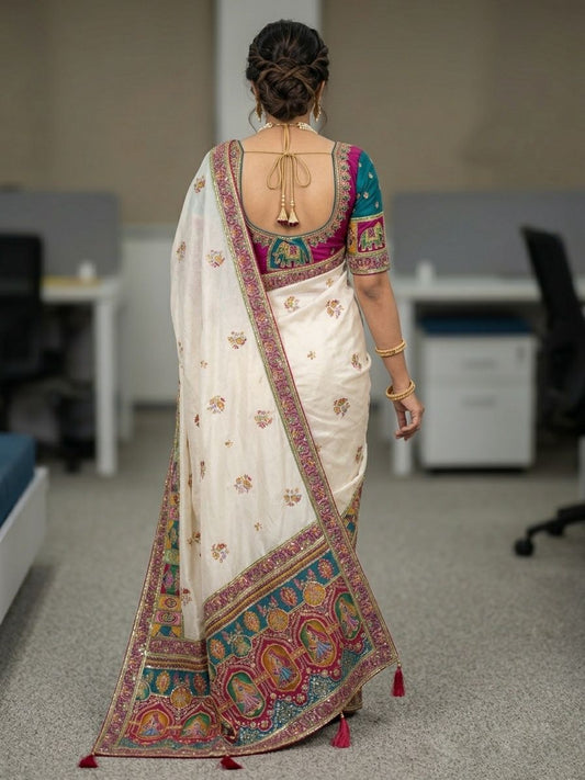 Ivory Paithani Aura Saree