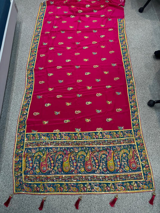 Premium Rani Pink Soft Silk Saree with Rich Paisley Woven Pallu & Designer Floral Border