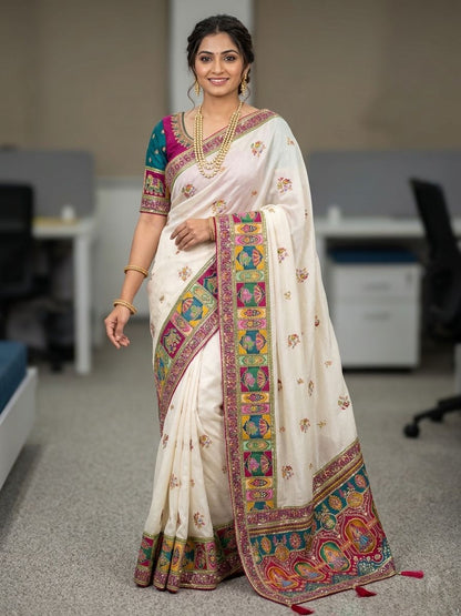 Ivory Paithani Aura Saree
