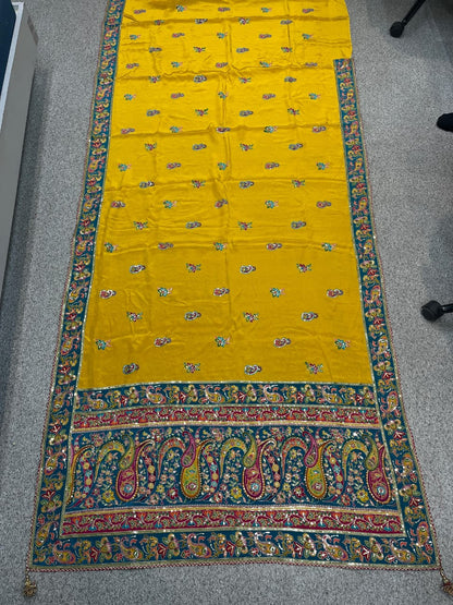 Premium Mustard Yellow Soft Silk Saree with Rich Paisley Woven Pallu & Designer Floral Border